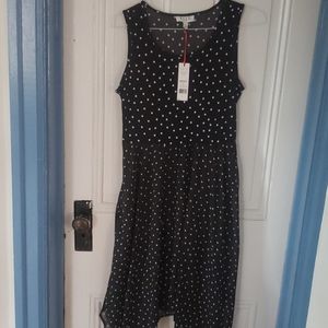 Elle navy blue polka dot dress
